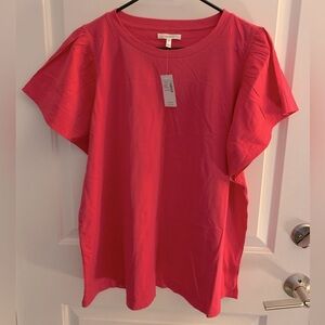 Women's Flutter Sleeve Pink Top